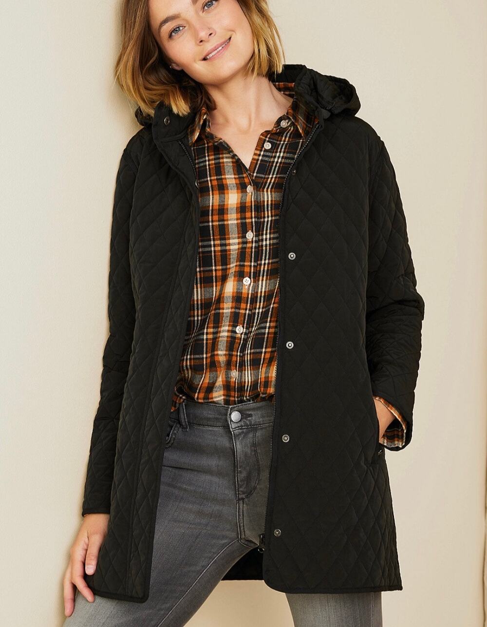Garnet Hill Recycled Quilted Car Coat Jacket Women's S Black